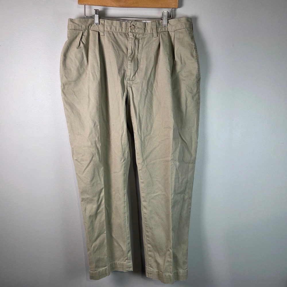 Polo Ralph Lauren Ethan Pant Mens 34x28 Khaki Excellent Pleated Chino Trousers